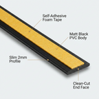 10 x 75mm Black Self-Adhesive Trim Strip x 1 Metre