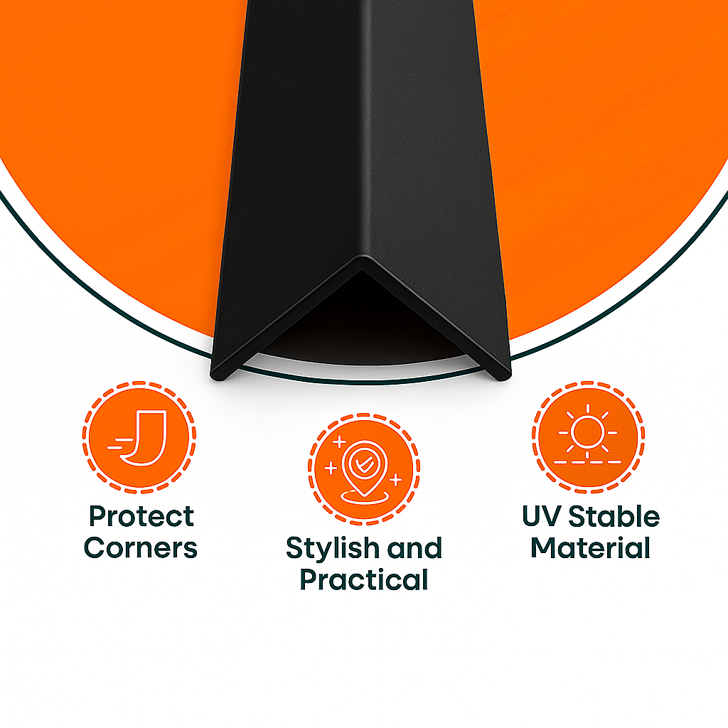 4 x Black Unequal Angle 50mm x 25mm x 1  Metre