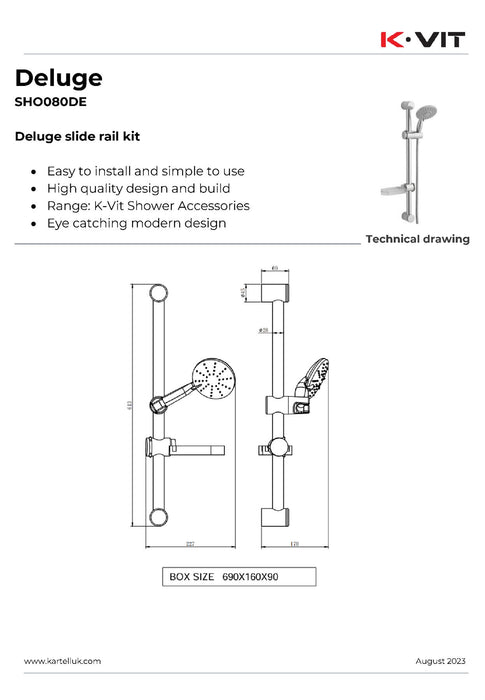 Kartell Deluge Slide Rail Kit Chrome