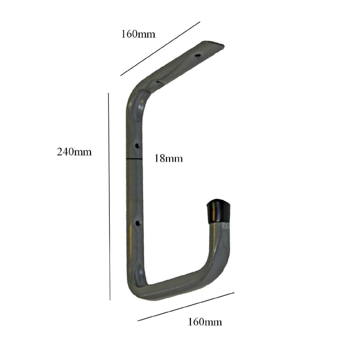 2 x Wall Mounted 240mm Hooks or Under Shelf Support Brackets for Garages & Sheds