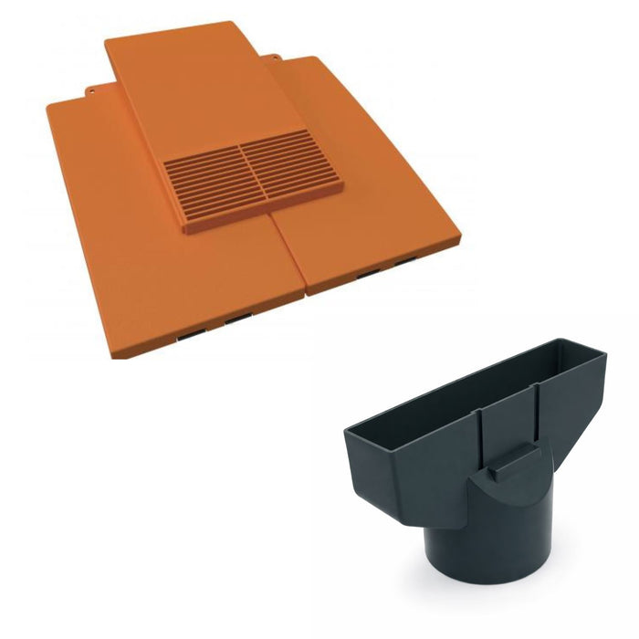 Manthorpe Terracotta Plain Tile Vent with Adaptor Kit for Clay and Concrete Roofs