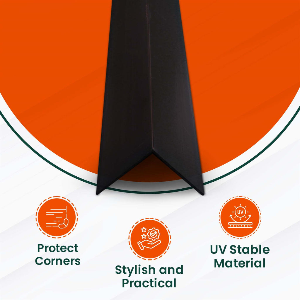 3 x Black Rigid Angle – 10mm x 10mm x 1 Metre PVC Corner Trim