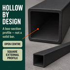 5 x 50mm Black PVC Box Section 1 Metre Length