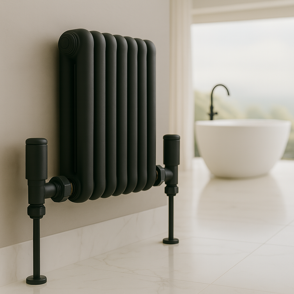 Kartell K-Rad Straight Modern Radiator Valve 15mm – Matte Black – Single