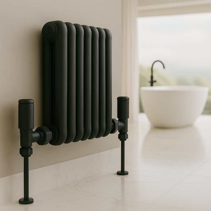 Kartell K-Rad Straight Modern Radiator Valve 15mm – Matte Black – Single