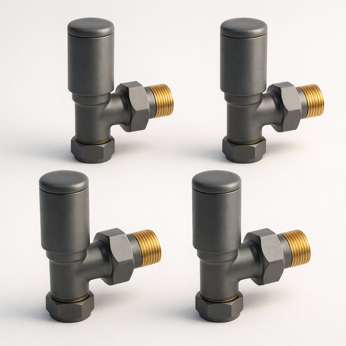 Kartell K-Rad Straight Modern Radiator Valve 15mm – Anthracite Grey – 4 Pack