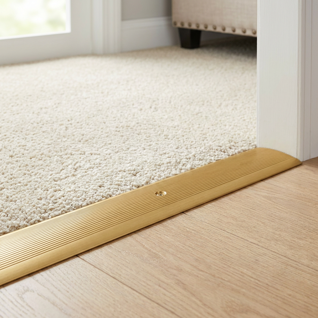 Carpet Cover Transition Strip, 37mm Wide Gold Floor Threshold Seam Protector, Metal Doorway Bridge for Room Transitions and Edge Coverage