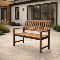 Hardwood 2 Seater Garden Bench 4ft – Wooden Outdoor Patio & Terrace Seating with Solid Timber Slats