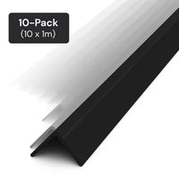10 Pack Black 1 Metre UPVC Plastic Rigid Angle 25 x 25mm Corner Cover Trim 90 Degree