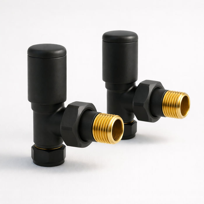 Kartell K-Rad Angled Modern Radiator Valve 15mm – Matte Black – Pair