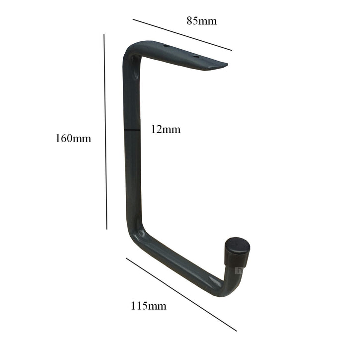 2 x Ceiling Mounted 160mm Bike Storage Hooks, for Garages Sheds, Cycle Brackets