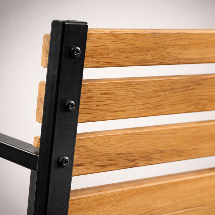 2 Seater Garden Bench with Hardwood Slats & Powder-Coated Steel Frame