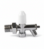 2 x 10mm Drain Off Valve Chrome - 1/2" BSP Radiator Drain Cock with White Handle & Hose Tail