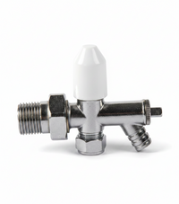 10mm Drain Off Valve Chrome - 1/2" BSP Radiator Drain Cock with White Handle & Hose Tail