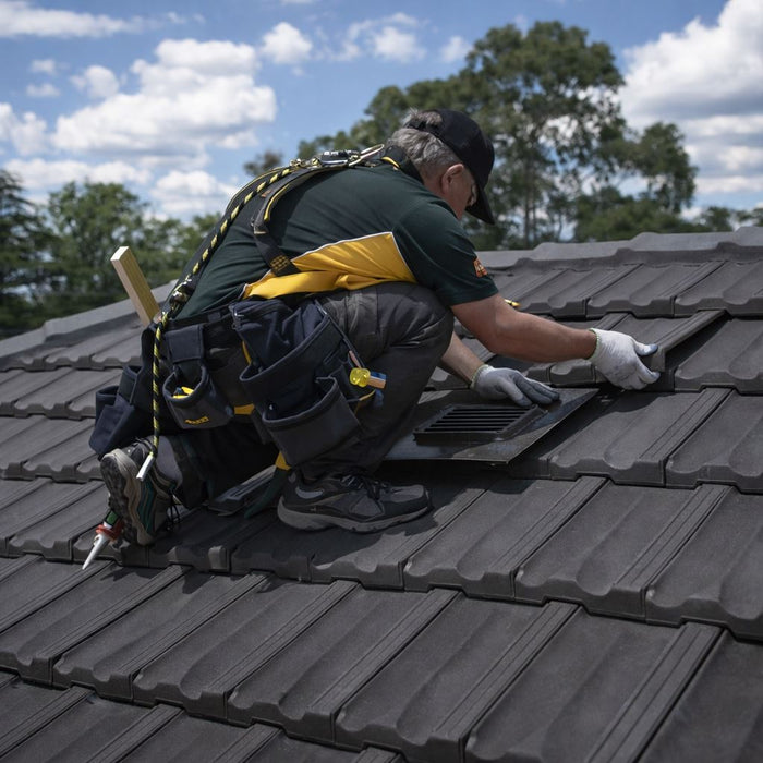 Manthorpe Slate Grey Double Pantile Tile Vent with Adaptor Kit for Concrete Tile Roofs