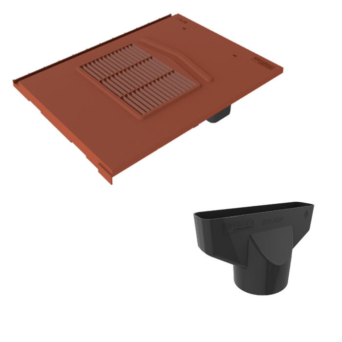 Flat Edge Roof Tile Vent - Red (With Pipe Adapter)