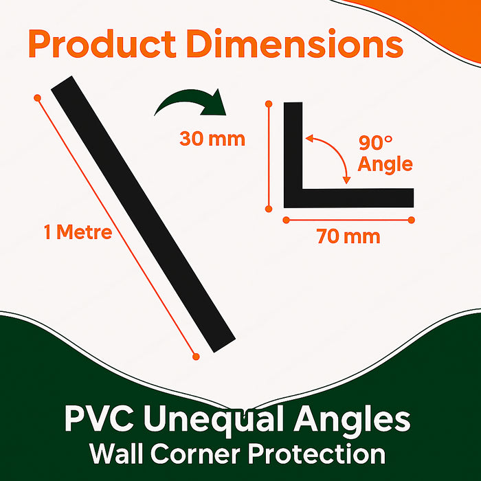 Black Unequal Angle 70mm x 30mm x 1  Metre