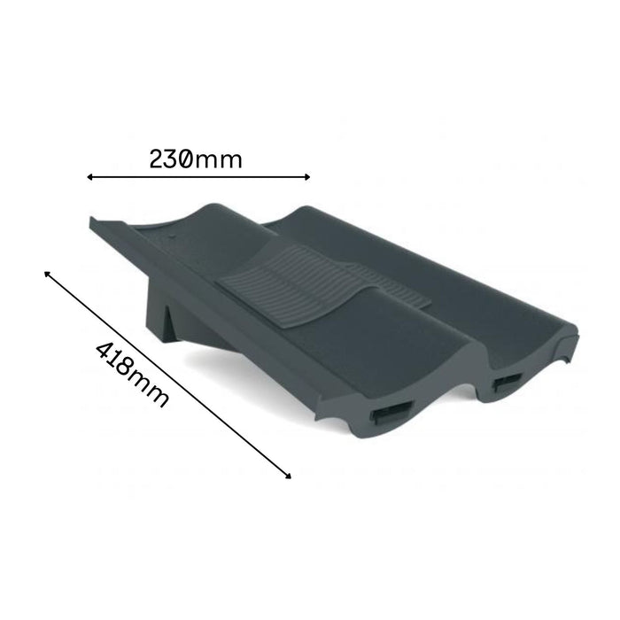 Manthorpe Slate Grey Double Pantile Tile Vent with Adaptor Kit for Concrete Tile Roofs