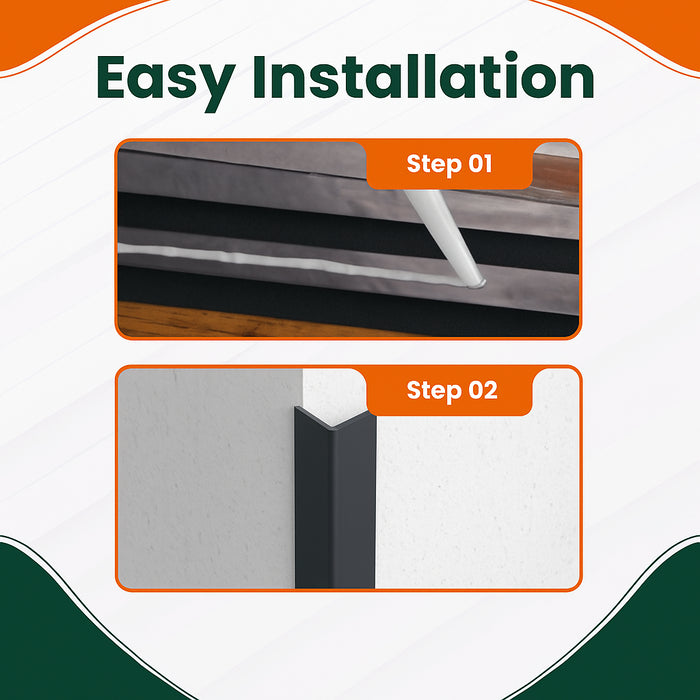 10 Pack Grey 1 Metre UPVC Plastic Rigid Angle 50 x 50mm Corner Cover Trim 90 Degree