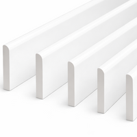 5 x White Plastic UPVC Trim 90mm x 1 Metre