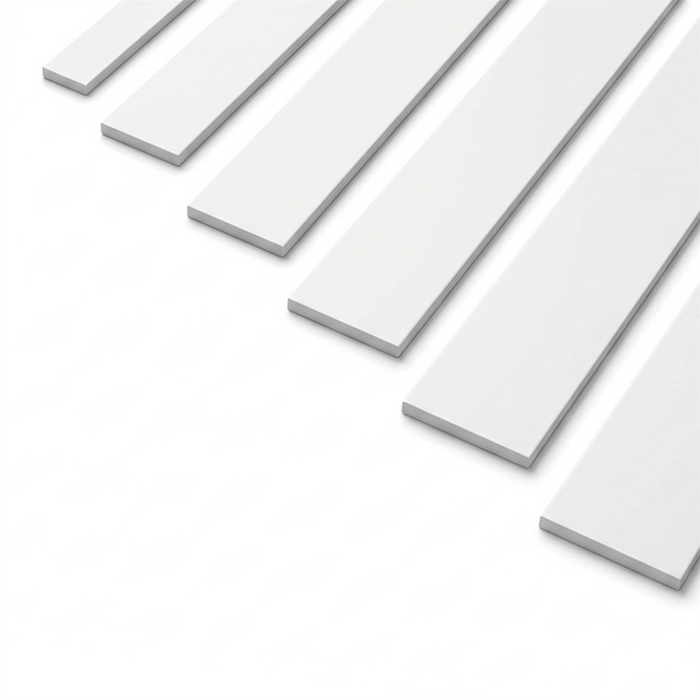 5 x 25mm White PVC Flat Bar x 1 Metre