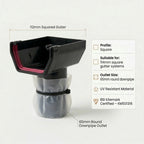 Black 20m Squared Gutter Stop End Outlet Kit 114mm