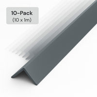 10 Pack Grey 1 Metre UPVC Plastic Rigid Angle 50 x 50mm Corner Cover Trim 90 Degree