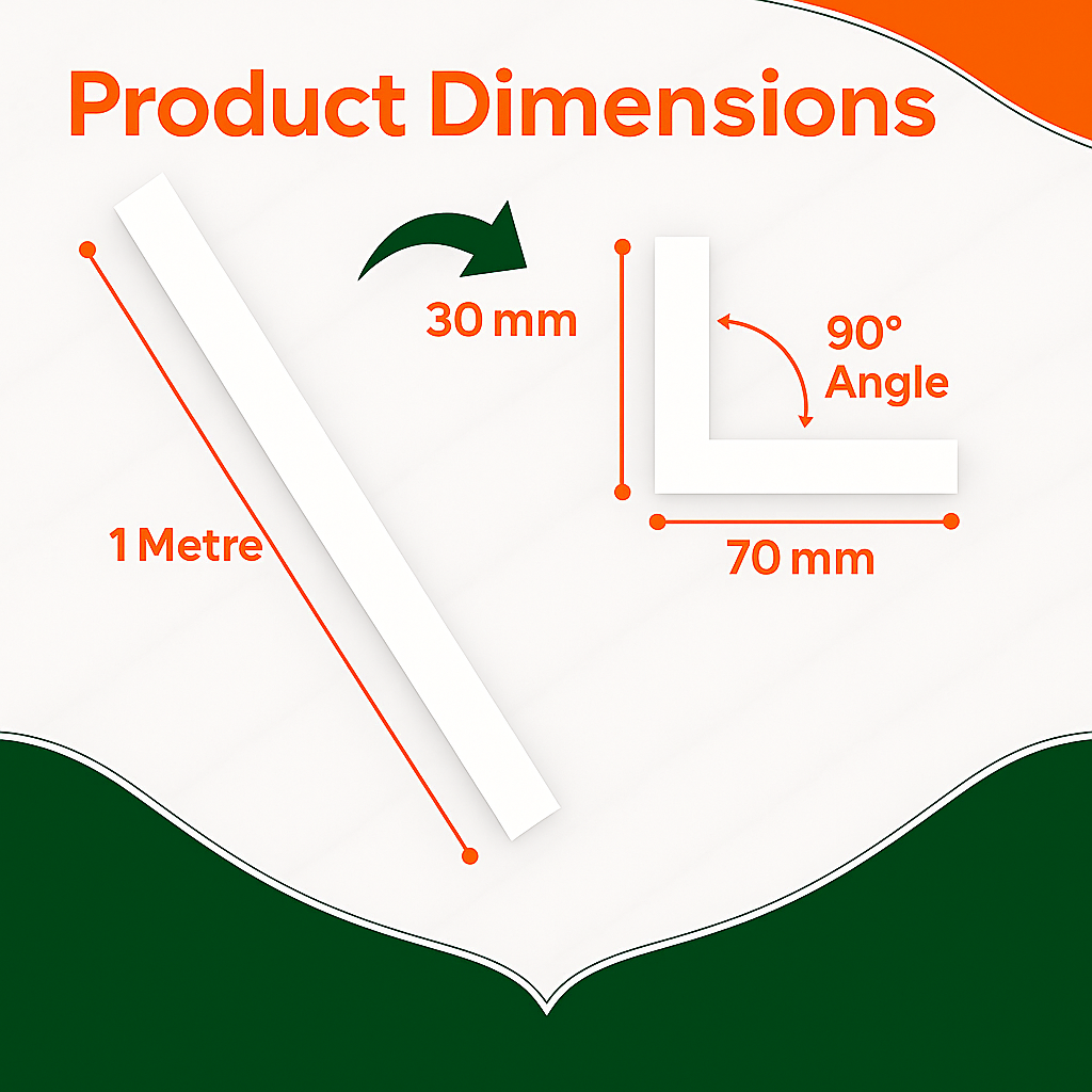 4 x White Unequal Angle 70mm x 30mm x 1  Metre