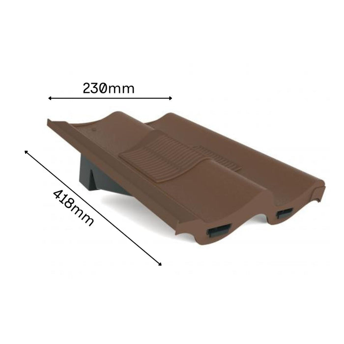 Manthorpe Brown Double Pantile Tile Vent with Adaptor Kit for Concrete Tile Roofs