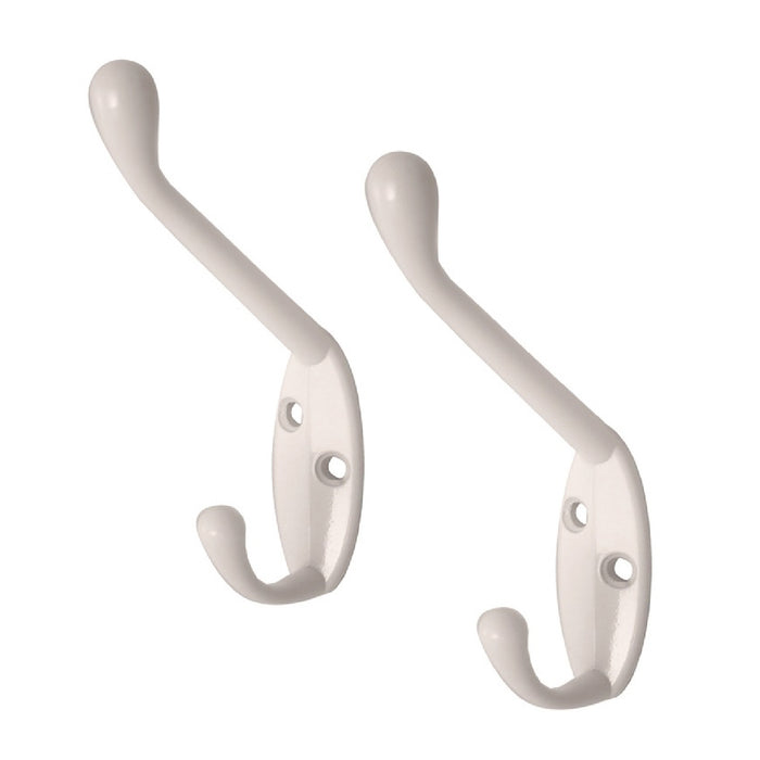 Satin White Double Hat & Coat Hooks