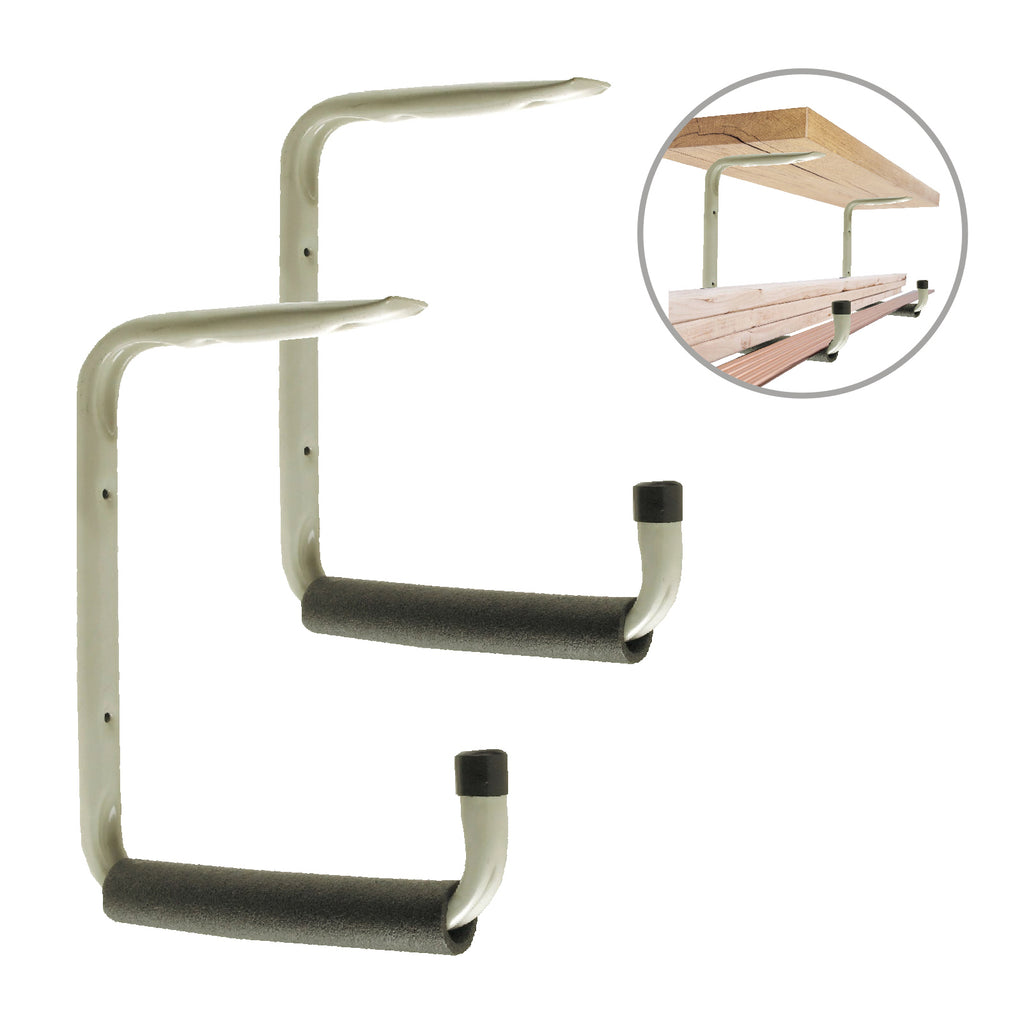 2 x Giant Heavy Duty 415mm Storage Hooks with Shelf Support Bracket Homesmart