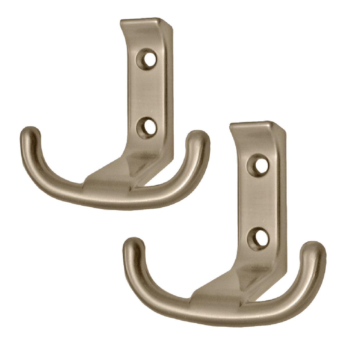 Satin Nickel Large Metal Tee Double Coat Hooks Homesmart