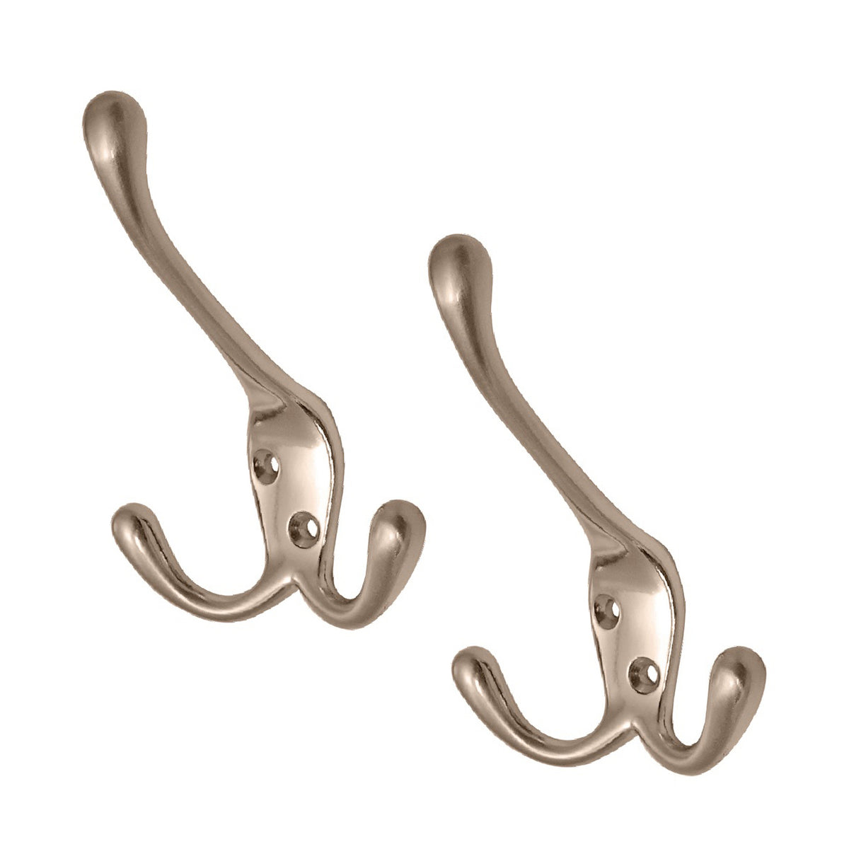 Satin Nickel Metal Triple Hat and Coat Hooks Homesmart