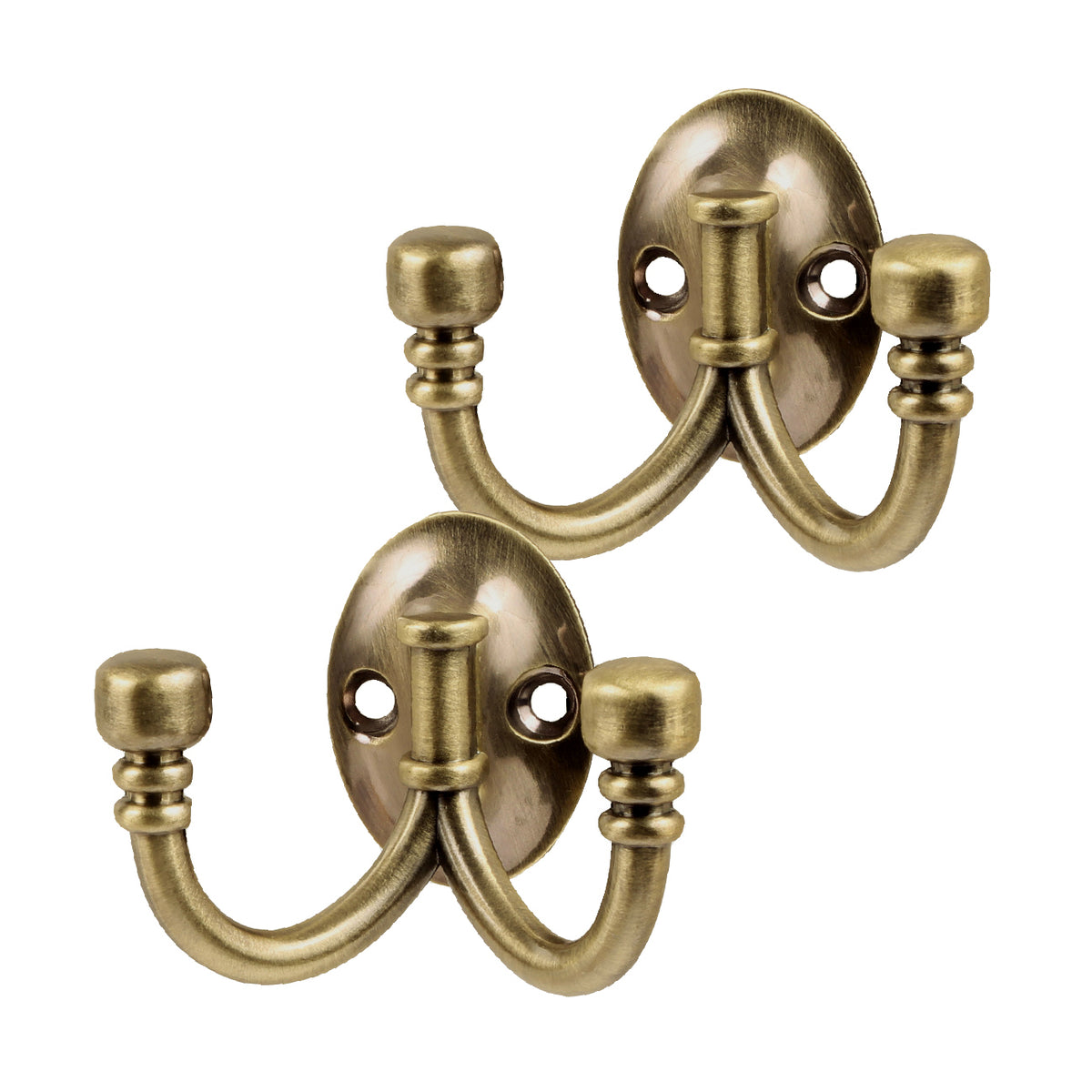 Antique Brass Ball End Double Coat Hooks — Homesmart
