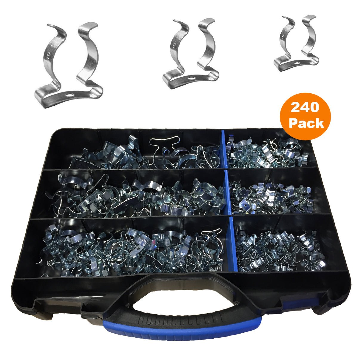 240 x Assorted Tool Spring Terry Clips in Storage Box. — Homesmart