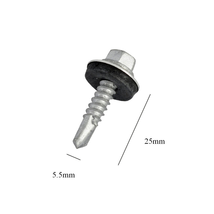 100 x Roofing & Cladding Screws 5.5 x 25mm Self Drill