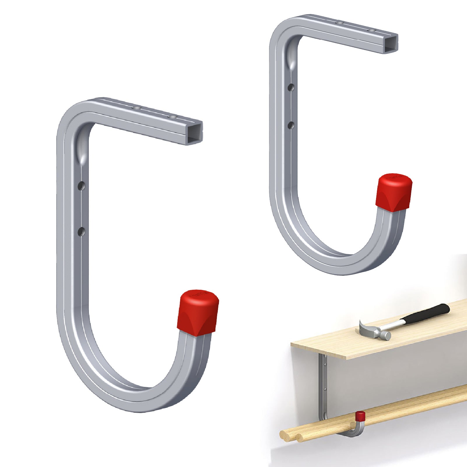 2 x Wall Mounted 50kg Storage Hook with Shelf Support Bracket