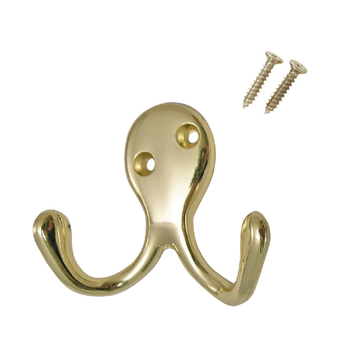 Polished Brass Double Coat Hooks