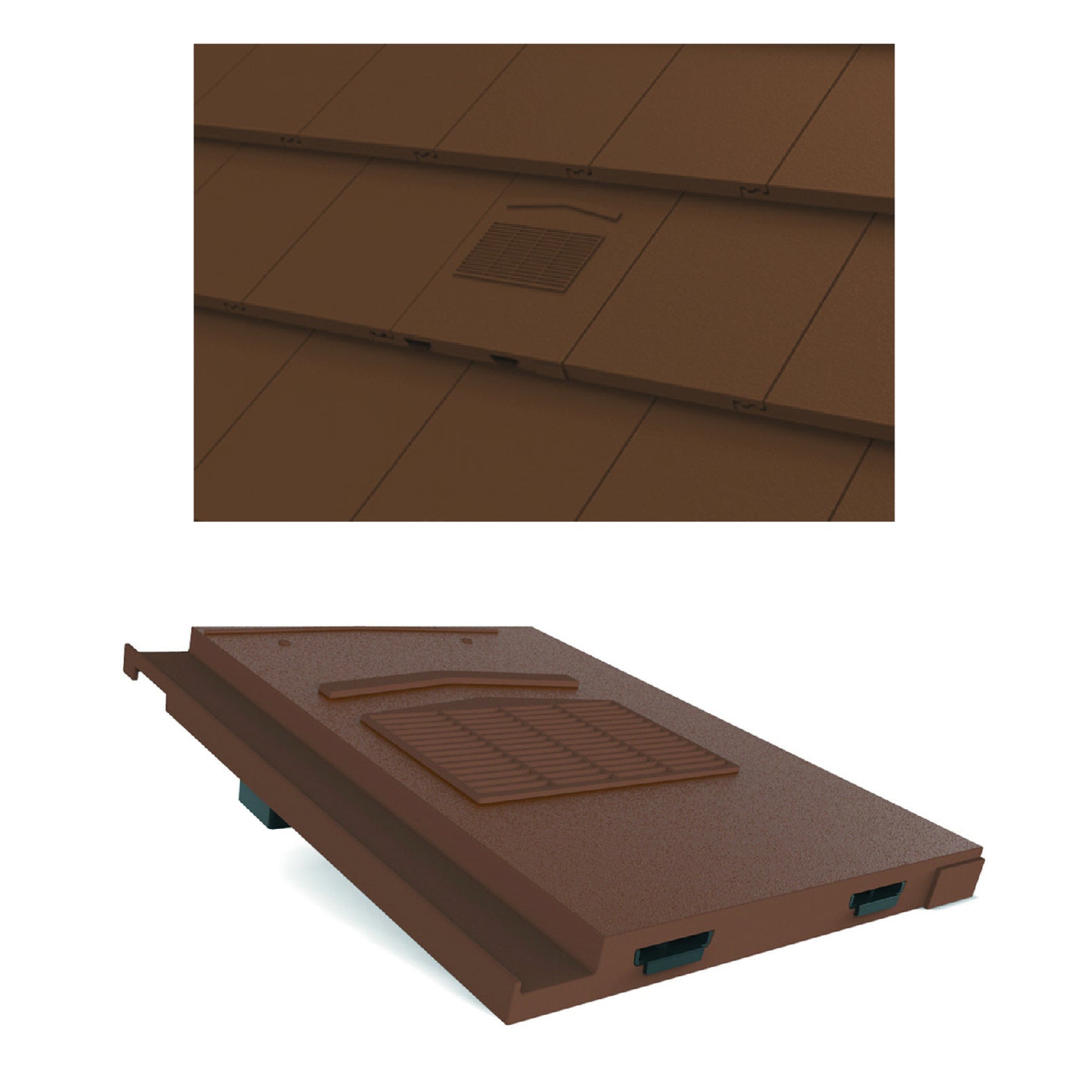 Grey Roof Vent Tile & Pipe Adapter For Marley Modern/Mini Stonewold - Non-Profile