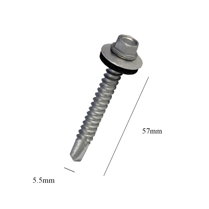 50 x  Roofing & Cladding Screws 5.5 x 57mm Self Drill