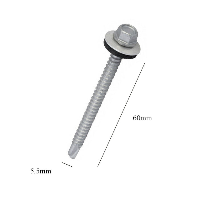 100 x Roofing & Cladding Screws 5.5 x 60mm Self Drill