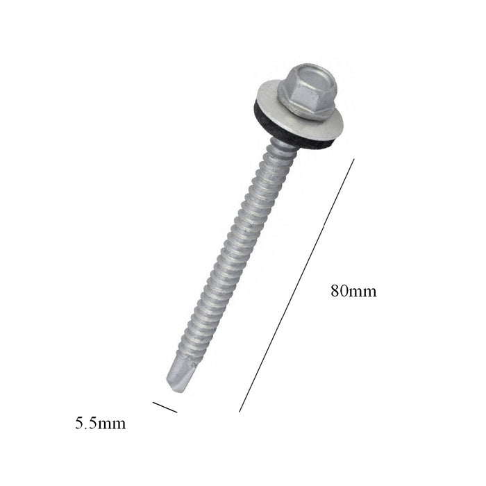 50 x  Roofing & Cladding Screws 5.5 x 80mm Self Drill