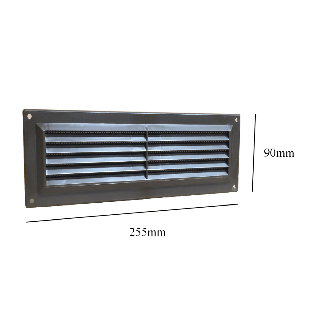 9" x 3" Brown Plastic Louvre Air Vent Grille with Flyscreen Cover