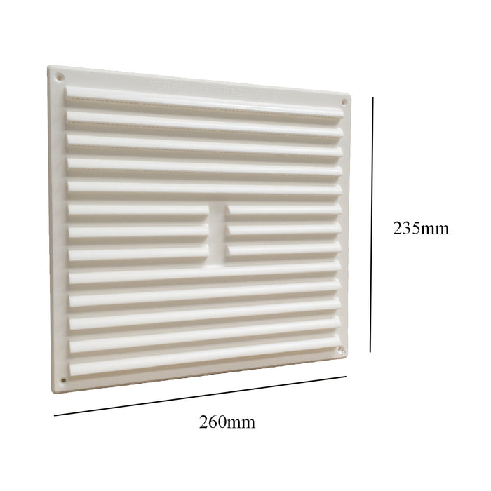 9" x 9" White Louvre Air Vent Grille with Removable Flyscreen Cover