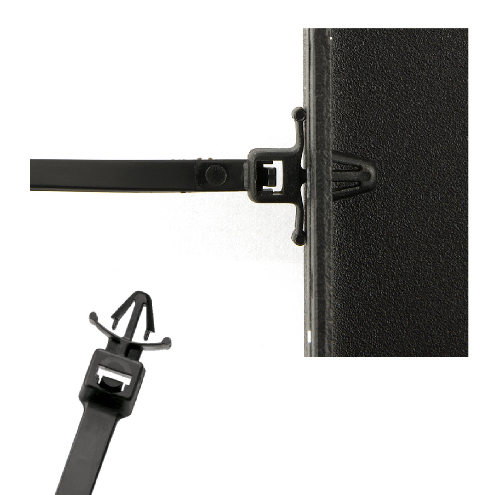 50 x Black Push Mount Winged Cable Ties 100mm x 2.5mm
