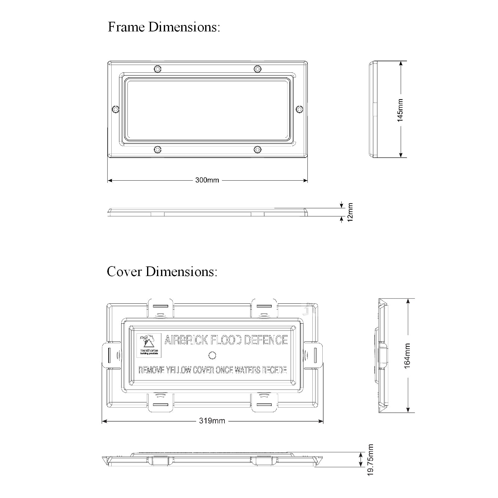 Grey Framed Flood Water Defence Protection Airbrick Cover