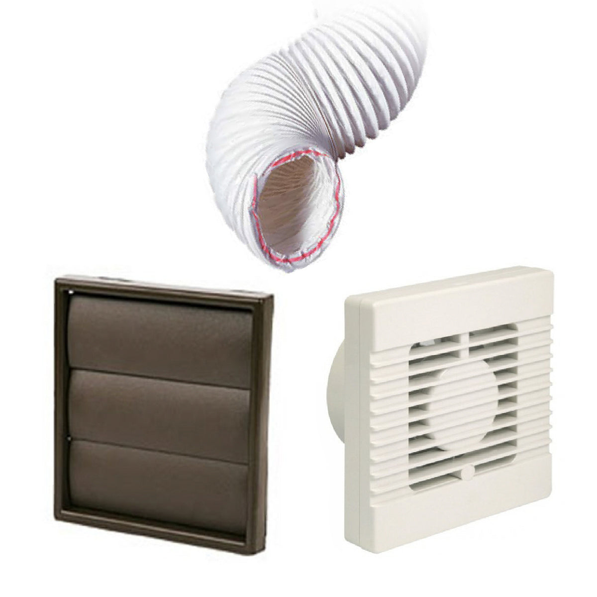 Manrose Standard Fan Brown Gravity 4 Inch Extractor Fan Ducting Kit ...