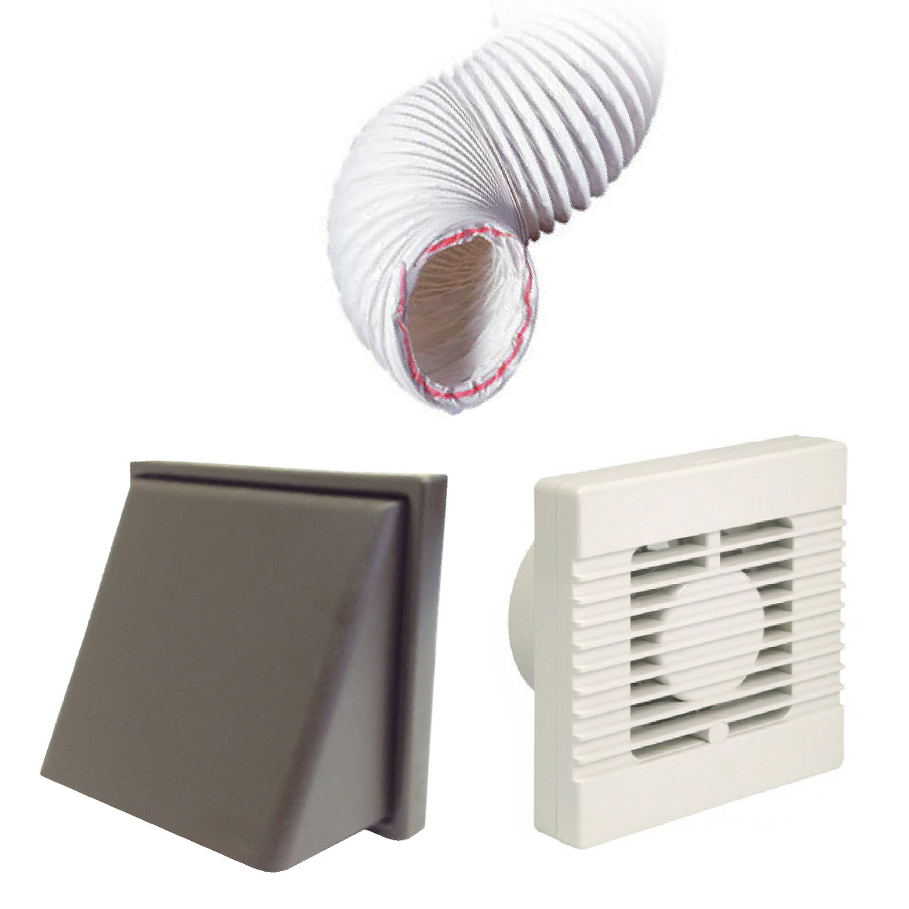 Manrose Standard Fan Brown Hooded 4 Inch Extractor Fan Ducting Kit ...