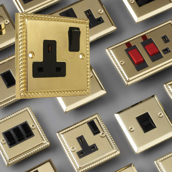 Electrical Georgian Brass Rope Sockets & Switches /