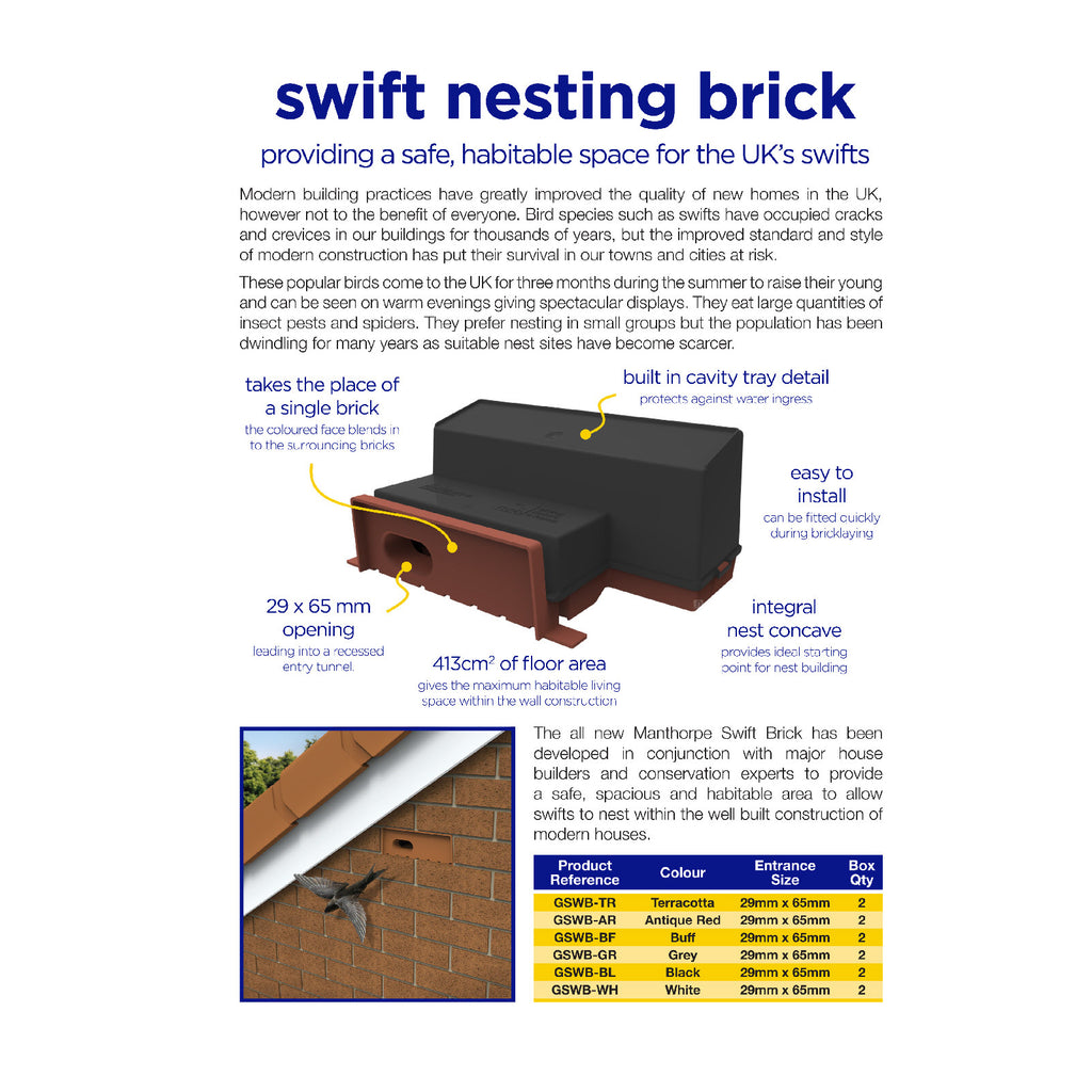 Swift Nesting Brick Box / Red Breeding Bird House